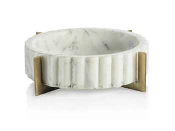 Scalloped Marble Bowl Metal Stand