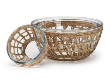 Rattan Bowl With Glass