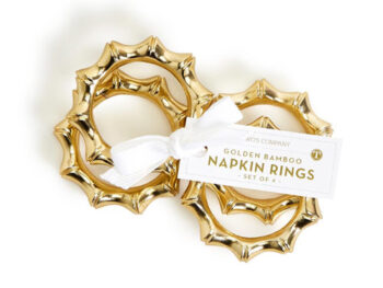 Gold Bamboo Napkin Ring Set