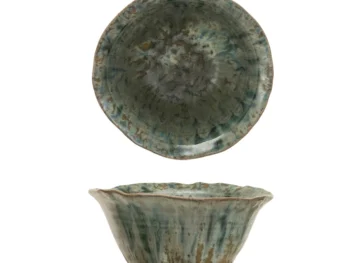 Stoneware Bowl Crackle Green